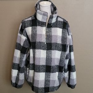 NWT Grey Buffalo Check Sherpa Pullover